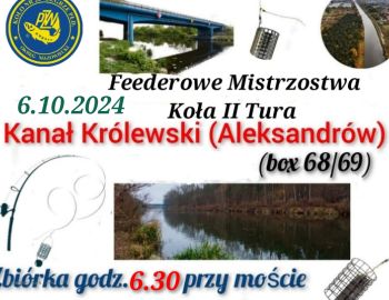 Feederowe Mistrzostwa Koła II Tura.  6.10.2024. Kanał Królewski Aleksandrów